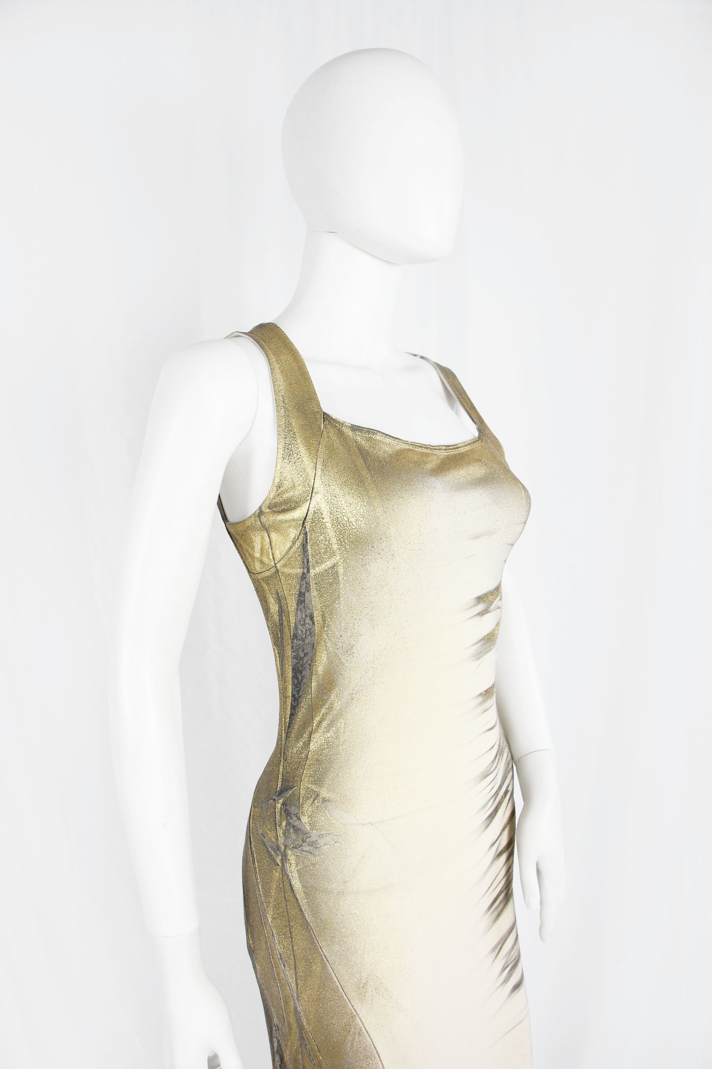 ISSEY MIYAKE GOLD JERSEY DRESS - F/W 2002