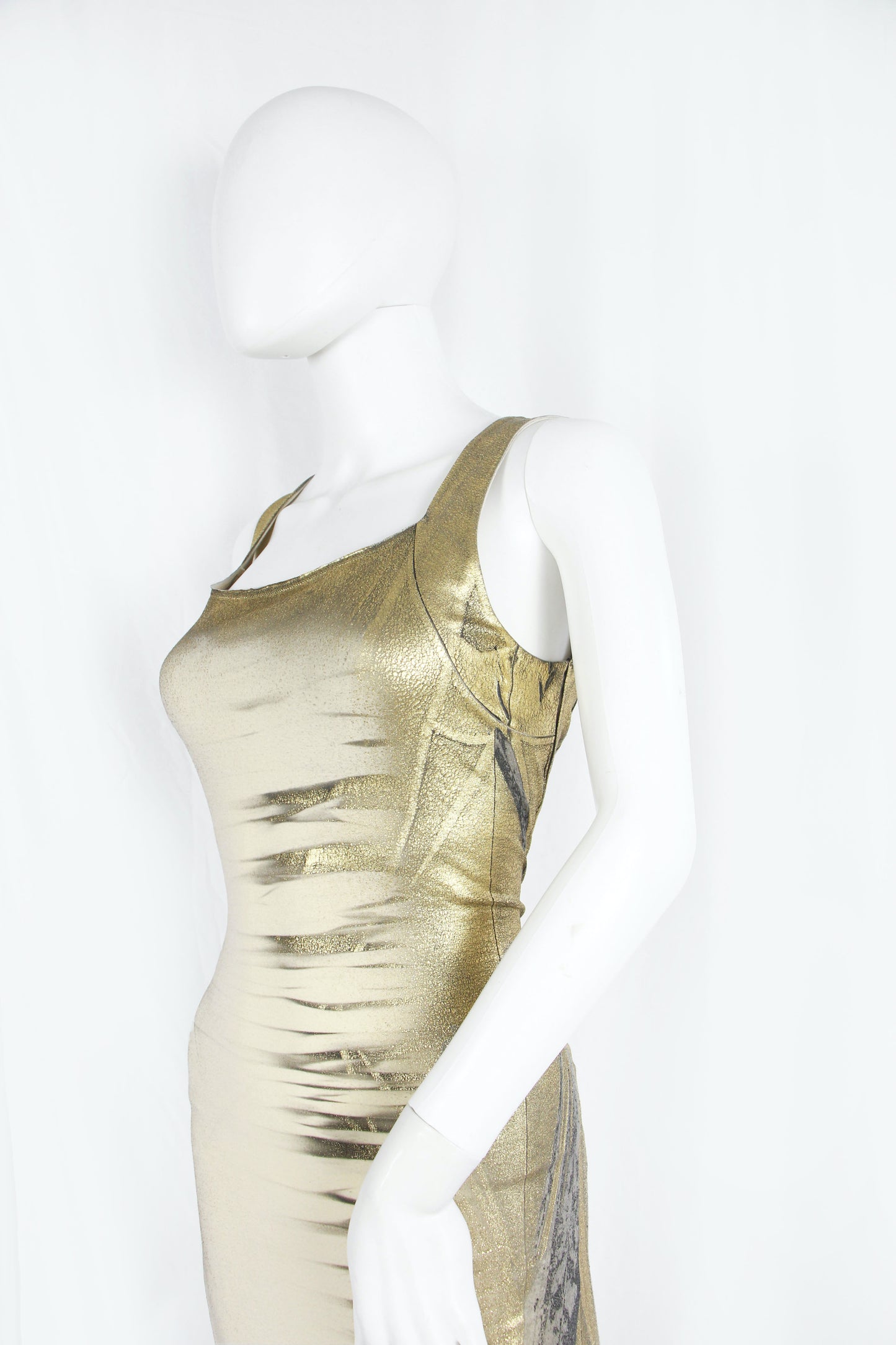 ISSEY MIYAKE GOLD JERSEY DRESS - F/W 2002