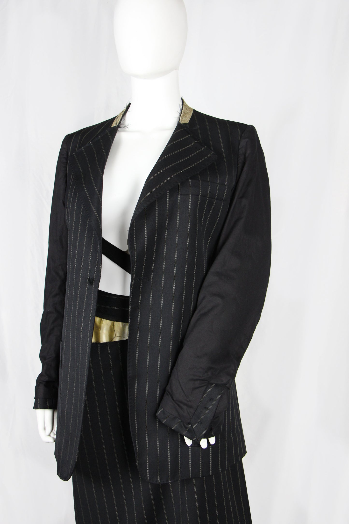 MAISON MARTIN MARGIELA PINSTRIPE SUIT WITH VISIBLE LINING - F/W 2003