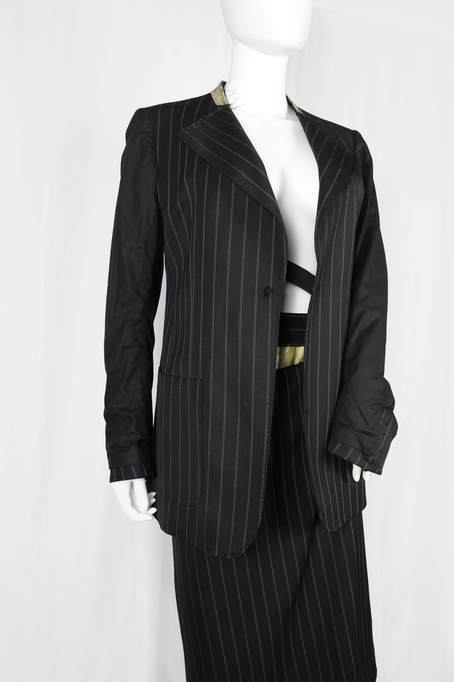 MAISON MARTIN MARGIELA PINSTRIPE SUIT WITH VISIBLE LINING - F/W 2003
