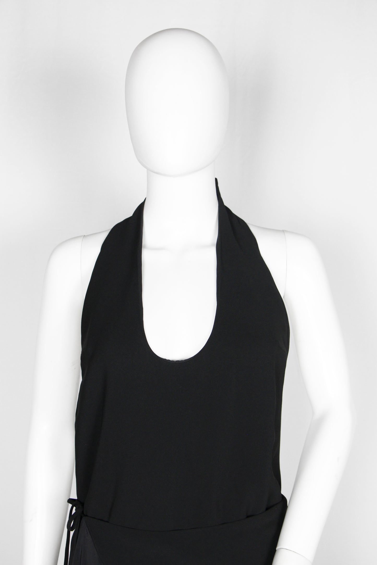HAIDER ACKERMANN BLACK HALTER WRAP DRESS