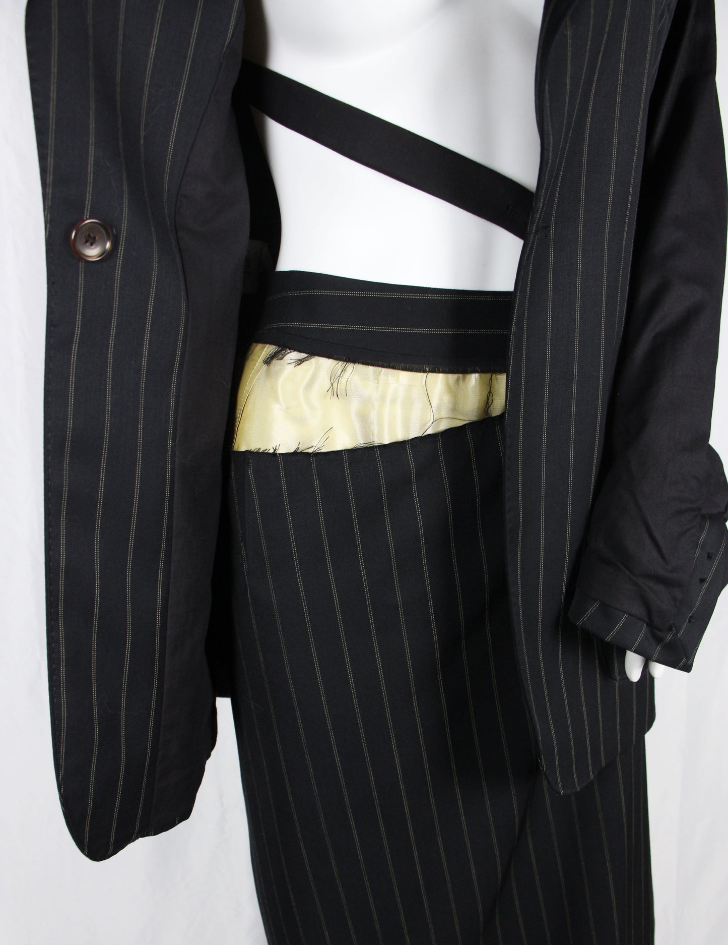 MAISON MARTIN MARGIELA PINSTRIPE SUIT WITH VISIBLE LINING - F/W 2003