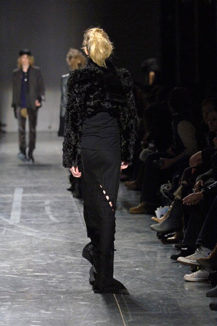ANN DEMEULEMEESTER BLACK LACED-UP WOOL SKIRT - F/W 2006